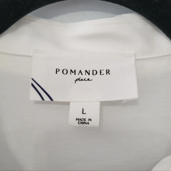 Pomander Place Ashlen Blouse White Size L Flowy Button-Down Top Closet Staple - Picture 7 of 13
